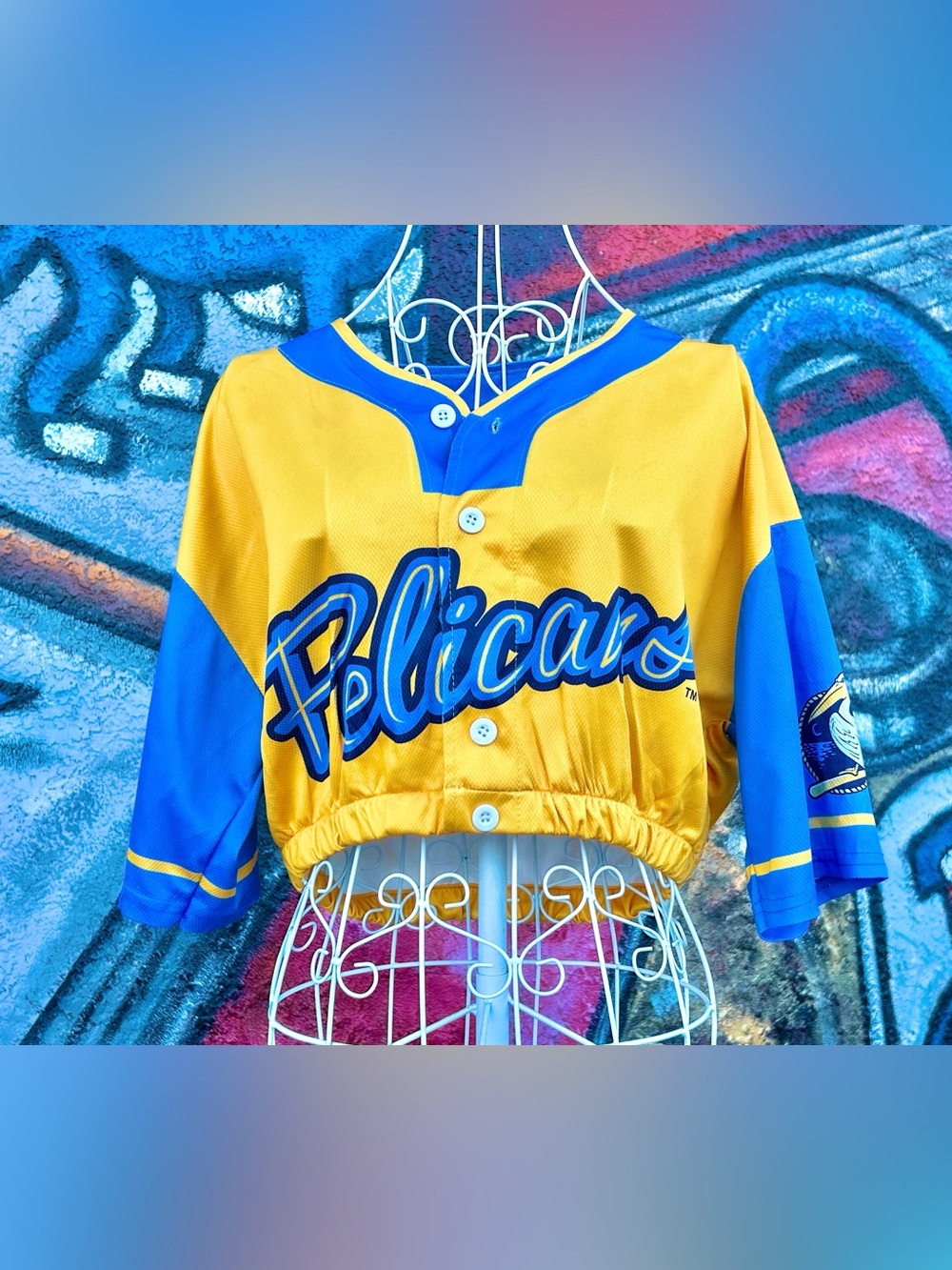 PELICANS ‘Carolina Cool’ Vintage Cropped Baseball Jersey size Large